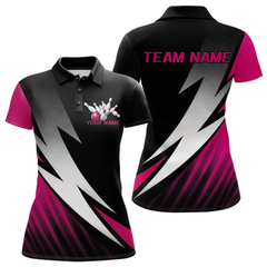 Maxcorners Black And Pink Custom Bowling Jerseys, Men Polo Shirt Bowling Tournament Outfits LM105