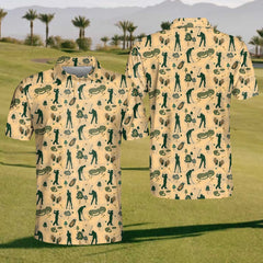Maxcorners Mini Golfer Mens Golf Polo Shirt, Mens Golf Gift, Mens Golf Shirt
