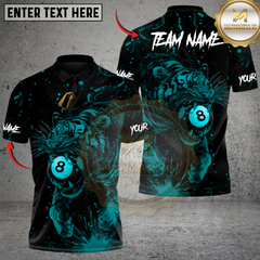 Maxcorners Billiards Midnight Tiger Strike 8 Ball Multicolor Customized Name, Team Name 3D Shirt