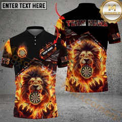 Maxcorners Fiery Lion Darts Jersey Multicolor Option Customized Name, Team Name 3D Polo Shirt