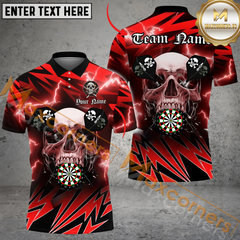 Maxcorners Darts Skull & Arrow Thunder Lightning Multicolor Options Personalized Name, Team Name 3D Polo Shirt