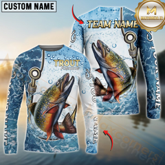 Maxcorners Trout Fishing Golden Hook Graphic Sport Custom Name & Team Name 3D Shirts