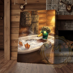 Maxcorners Duck Canvas Bubble Bath Spa Relaxation Humor Canvas Wall Art
