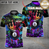 Maxcorners Billiard Crowned 8-Ball Paint Splash Multicolor Personalized 3D Shirt, Graffiti Royal Style Shirt