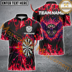 Maxcorners Darts Eagle Fire Flame Mutilcolor Options Personalized Name, Team Name 3D Polo Shirt