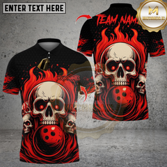 Maxcorners Bowling Flame Skull Team Multicolor Customized Name, Team Name 3D Shirts