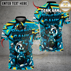 Maxcorners Halloween Panda Bowling Design Multicolor Customized Name, Team Name 3D Shirts