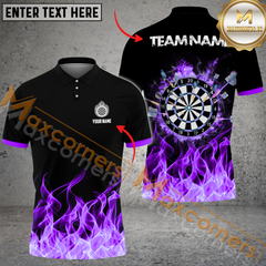 Maxcorners Darts Fire Dratboard Multicolor Option Customized Name, Team Name 3D Polo Shirt