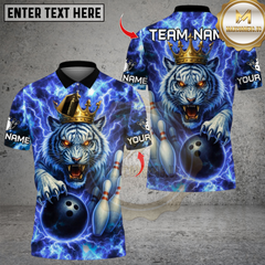 Maxcorners Bowling Thunder Lightning Tiger With Pin Design Multicolor Customized Name, Team Name 3D Shirts
