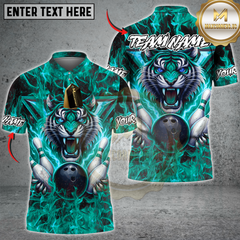 Maxcorners Bowling Electric Tiger Multicolor Customized Name, Team Name 3D Shirts