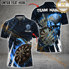 Maxcorners Darts Skull Of Punishment Mutilcolor Options Personalized Name, Team Name 3D Polo Shirt