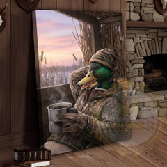 Maxcorners Duck Canvas Hunter Cabin Morning Coffee Blind Canvas Wall Art