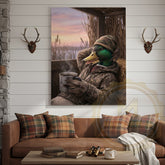 Maxcorners Duck Canvas Hunter Cabin Morning Coffee Blind Canvas Wall Art