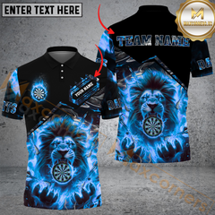 Maxcorners Fiery Lion Darts Jersey Multicolor Option Customized Name, Team Name 3D Polo Shirt