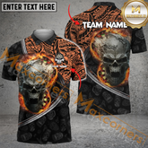 Maxcorners Darts Skull Fire Maori Pattern Mutilcolor Options Personalized Name, Team Name 3D Polo Shirt
