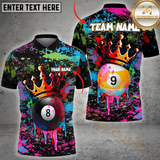 Maxcorners Billiard Crowned 8-Ball And 9-BallPaint Splash Multicolor Personalized 3D Shirt, Graffiti Royal Style Shirt