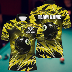 Maxcorners Billiards 8 Ball Pool Thunder Lightning Personalized Name, Team Name 3D Shirt