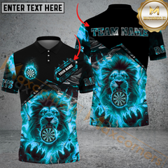 Maxcorners Fiery Lion Darts Jersey Multicolor Option Customized Name, Team Name 3D Polo Shirt