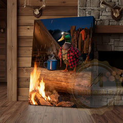 Maxcorners Duck Canvas Camping Campfire Coffee Night Scene Canvas Wall Art