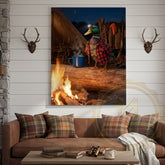 Maxcorners Duck Canvas Camping Campfire Coffee Night Scene Canvas Wall Art
