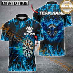 Maxcorners Darts Eagle Fire Flame Mutilcolor Options Personalized Name, Team Name 3D Polo Shirt