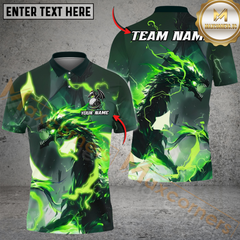 Maxcorners Thunder Dragon Golf Polo Shirt, Customized Name & Team Name 3D Shirts (4 Colors)