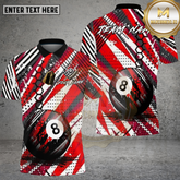 Maxcorners Billiards Shirt 8 Ball Red Black Diagonal Stripes Multicolor Options Personalized Name, Team Name 3D Shirt (4 Colors)