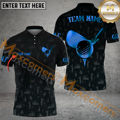 Maxcorners Golf Golden time Multicolor Option Customized Name, Team Name 3D Polo Shirt