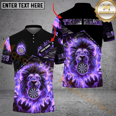 Maxcorners Fiery Lion Darts Jersey Multicolor Option Customized Name, Team Name 3D Polo Shirt