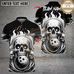 Maxcorners Bowling Flame Skull Team Multicolor Customized Name, Team Name 3D Shirts