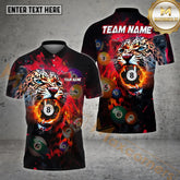 Maxcorners Billiard Ball 8 Panther Pattern Multicolor Options Personalized Name, Team Name 3D Polo Shirt (4 Colors)