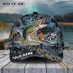 Maxcorners Pike FishingBlue Kryptek Camo Pattern Sport Pattern Personalized Name 3D Cap MT173