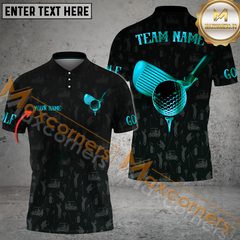 Maxcorners Golf Golden time Multicolor Option Customized Name, Team Name 3D Polo Shirt