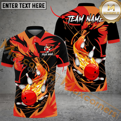 Maxcorners Ball And Pins Fire Phoenix Bowling Jersey Multicolor Options Personalized Name, Team Name 3D Shirt