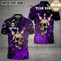 Maxcorners Bowling Flame Bowling Skull Halloween Multicolor Customized Name, Team Name 3D Shirts