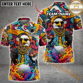Maxcorners Golf Funny Eagle Colorful Graffiti Multicolor Option Customized Name, Team Name 3D Polo Shirt