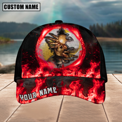 Maxcorners Billiard Ball 9 Fire Skull Crack Personalized Name 3D Cap (4 Colors)