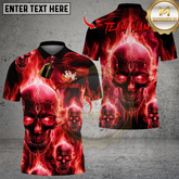 Maxcorners Bowling Flame Skull Team Design Multicolor Customized Name, Team Name 3D Shirts