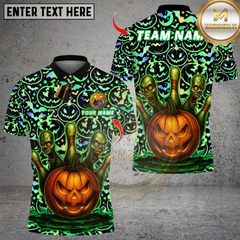 Maxcorners Bowling Halloween Pumpkin Zombie Pins Multicolor Customized Name, Team Name 3D Shirts