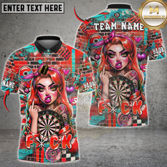 Maxcorners Darts Graffiti Rebel Girl Dartboard Multicolor Customized Name, Team Name 3D Shirt
