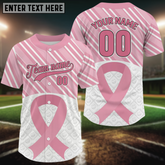 Maxcorners Custom White-Pink Ribbon Baseball Jerseys For Men Breast Cancer Awareness Baseball Shirt LM1109