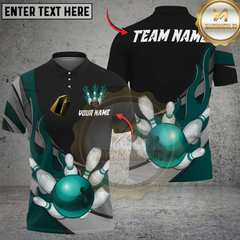 Maxcorners Flaming Bowling Ball Jersey Multicolor Customized Name, Team Name 3D Shirts