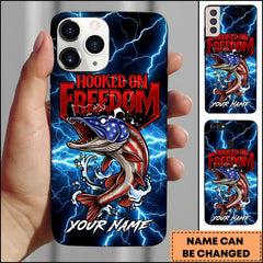 Maxcorners Pike Fishing Phone Case Hooked On Freedom Lightning Art Personalized Name 3D Phone Case