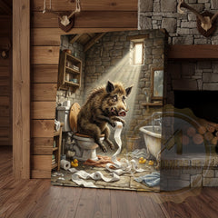 Maxcorners Wild Boar Canvas Rustic Bathroom Stone Wall Humor Canvas Wall Art