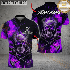 Maxcorners Badass Skull Golf Polo Personalized Name, Team Name 3D Shirt (4 Colors)