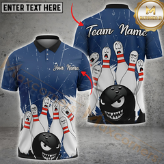 Maxcorners Bowling Angry Ball vs Screaming Pins Multicolor Personalized 3D Shirt