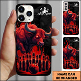Maxcorners Bowling Red Bull Ball Pins Personalized Name Phone Case