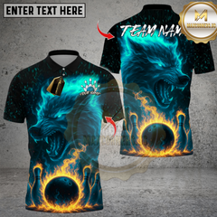 Maxcorners Bowling Wolf Flame Multioptions Personalized Name, Team Name Unisex 3D Shirts