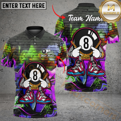 Maxcorners Billiard 8-Ball Pool Funny Graffiti Wall Multicolor Personalized Name, Team Name 3D Shirt