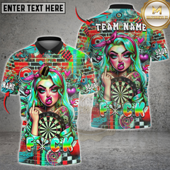 Maxcorners Darts Graffiti Rebel Girl Dartboard Multicolor Customized Name, Team Name 3D Shirt